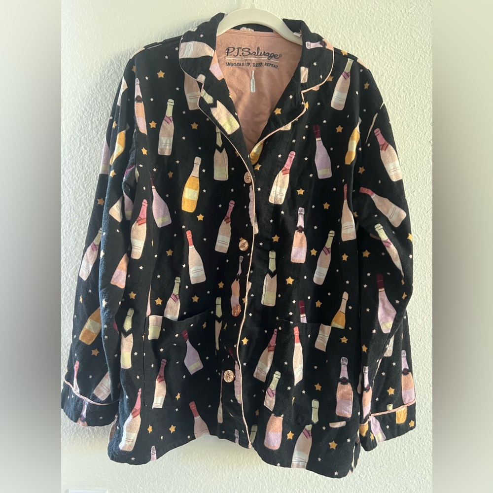 PJ Salvage Cotton Flannel Pajama Set. “Champagne” Size Medium
